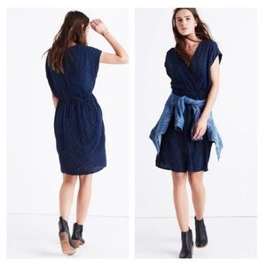 Madewell wrap-front diamond brushstroke print dress
